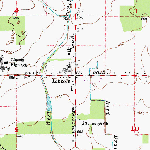 Topographic Map of Lincoln, MI