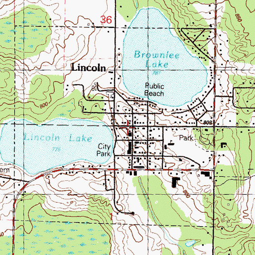 Topographic Map of Lincoln, MI