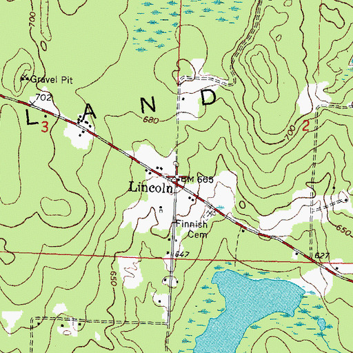 Topographic Map of Lincoln, MI