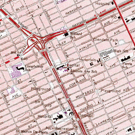 Topographic Map of Lincoln Ave School, MI