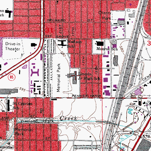 Topographic Map of Lincoln Junior High School, MI
