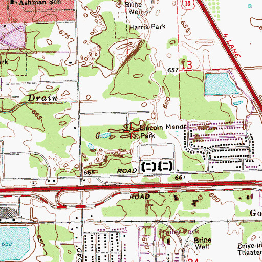 Topographic Map of Lincoln Manor Park, MI
