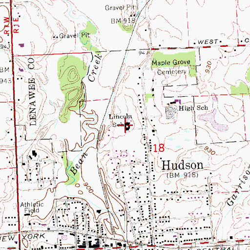 Topographic Map of Lincoln School, MI