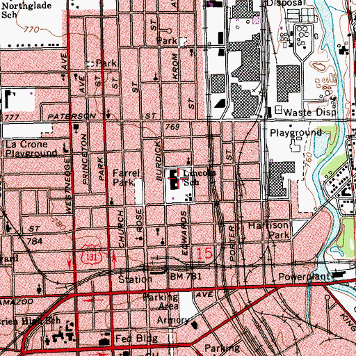 Topographic Map of Lincoln School, MI