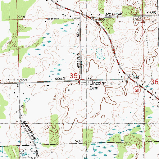 Topographic Map of Lincoln School, MI