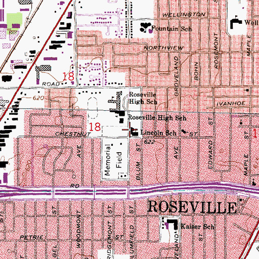 Topographic Map of Lincoln School, MI