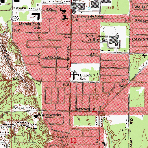 Topographic Map of Lincoln School, MI