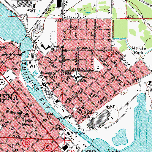 Topographic Map of Lincoln School, MI