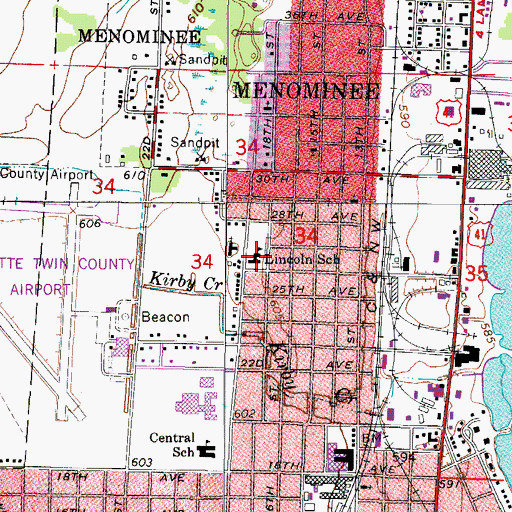 Topographic Map of Lincoln School, MI