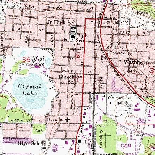 Topographic Map of Lincoln School, MI