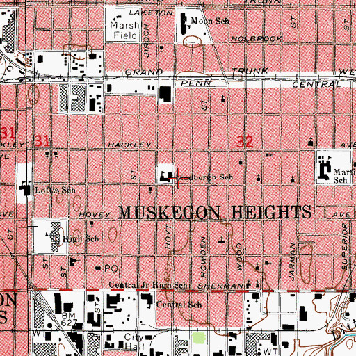 Topographic Map of Lindberg School, MI