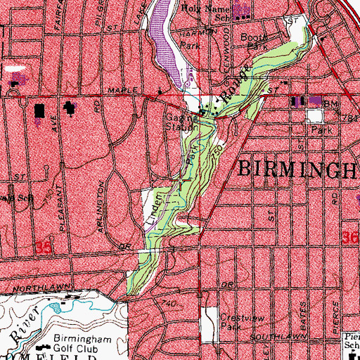 Topographic Map of Linden Park, MI