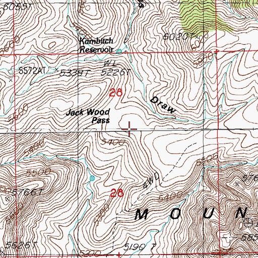 Topographic Map of Jack Wood Pass, AZ