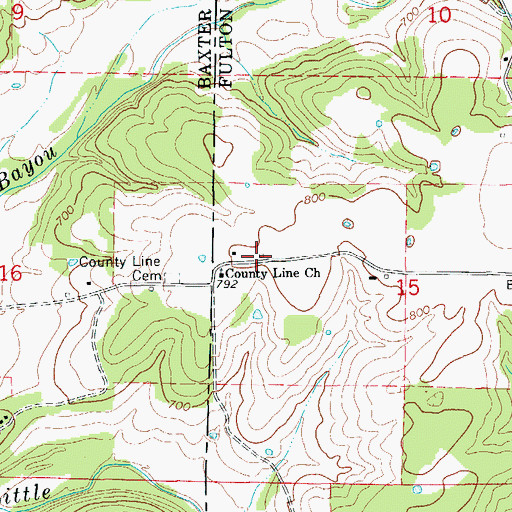 Topographic Map of County Line School (historical), AR