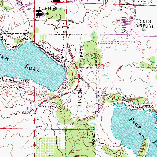 Topographic Map of Linden Park, MI