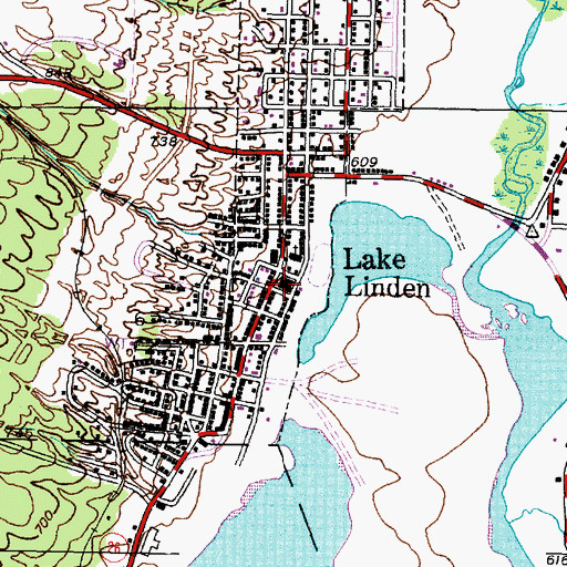 Topographic Map of Lake Linden, MI