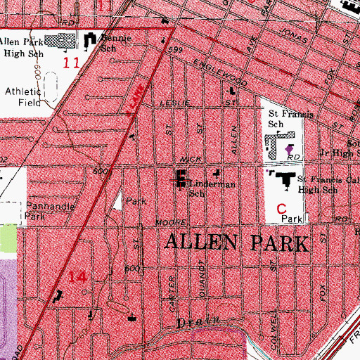 Topographic Map of Linderman School, MI