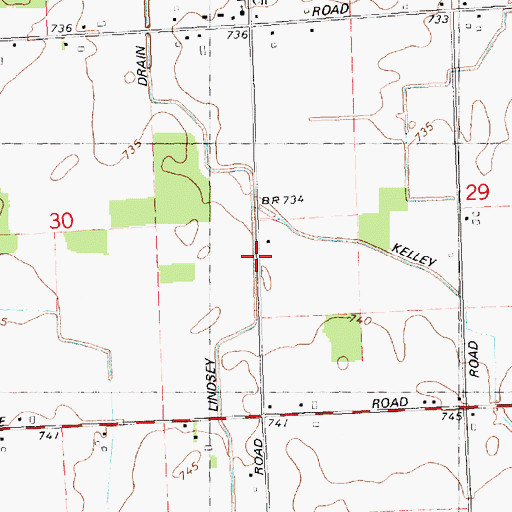 Topographic Map of Lindsey Drain, MI