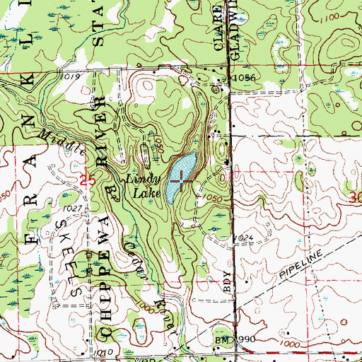 Topographic Map of Lindy Lake, MI