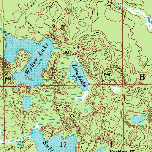 Topographic Map of Line Lake, MI