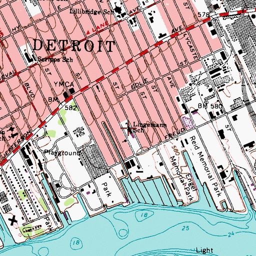 Topographic Map of Lingemann School, MI