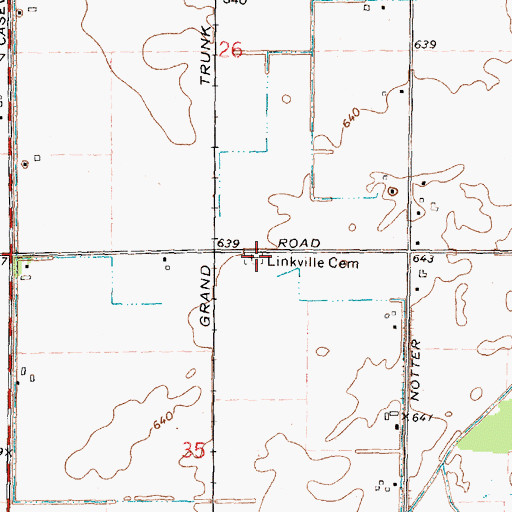 Topographic Map of Linkville Cemetery, MI