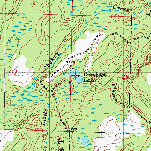 Topographic Map of Linnbeck Lake, MI