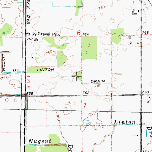 Topographic Map of Linton Drain, MI