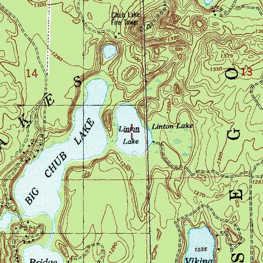 Topographic Map of Linton Lake, MI