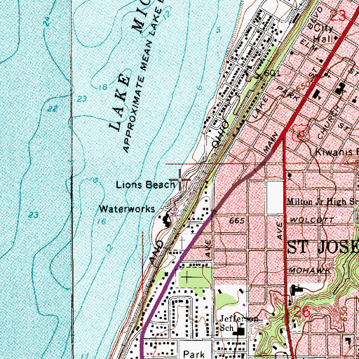 Topographic Map of Lions Beach, MI