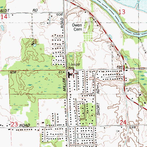 Topographic Map of Liskow School, MI