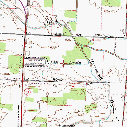 Topographic Map of List Drain, MI