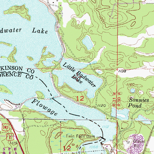 Topographic Map of Little Badwater Lake, MI