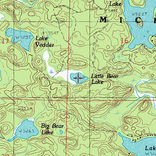 Topographic Map of Little Bear Lake, MI