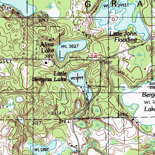 Topographic Map of Little Bergess Lake, MI