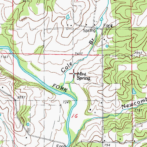 Topographic Map of Mint Spring, AR
