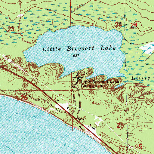 Topographic Map of Little Brevort Lake South State Forest Campground, MI