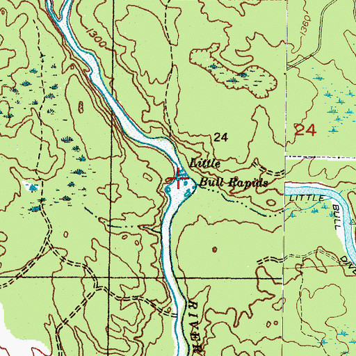 Topographic Map of Little Bull Rapids, MI
