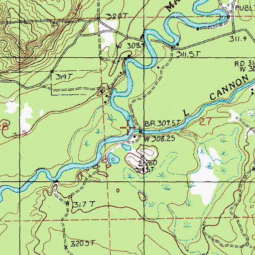 Topographic Map of Little Cannon Creek, MI
