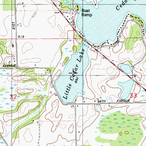 Topographic Map of Little Cedar Lake, MI