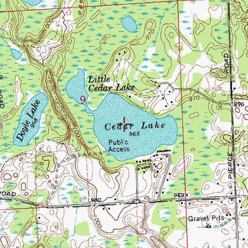 Topographic Map of Little Cedar Lake, MI