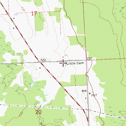 Topographic Map of Little Cemetery, MI