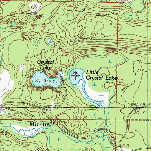 Topographic Map of Little Crystal Lake, MI