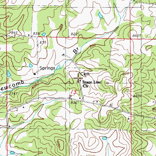 Topographic Map of State Line Church, AR