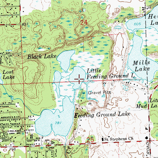 Topographic Map of Little Feeding Ground Lake, MI