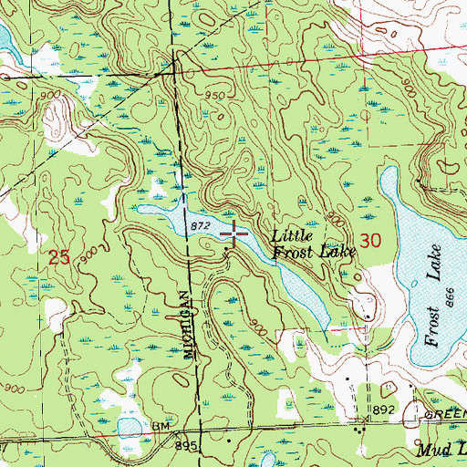 Topographic Map of Little Frost Lake, MI