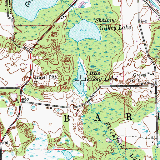 Topographic Map of Little Gilkey Lake, MI