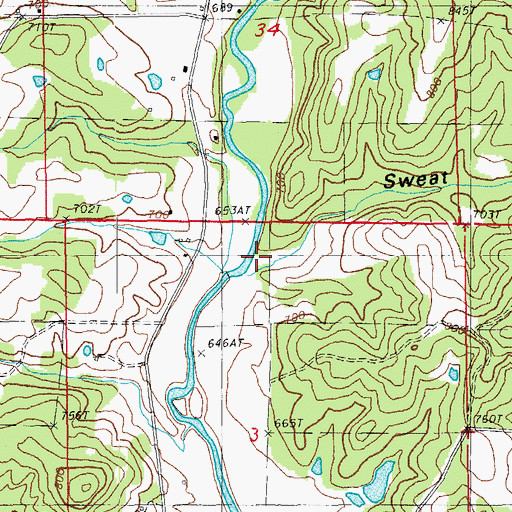Topographic Map of Sweat Hollow, AR