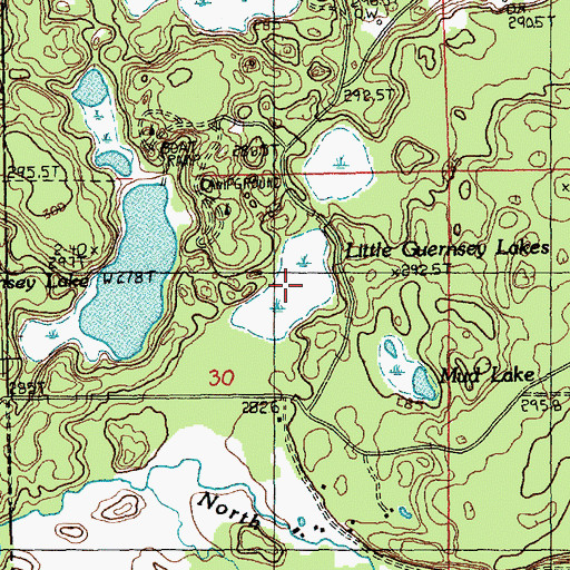 Topographic Map of Little Guernsey Lakes, MI