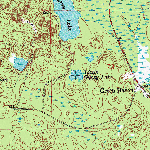 Topographic Map of Little Gypsy Lake, MI